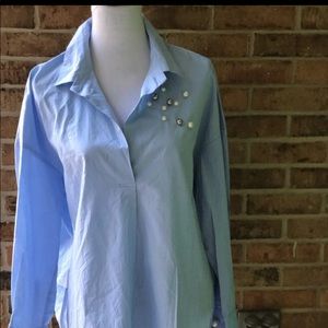 Philosophy Republic| Blue loose fitting shirt | L